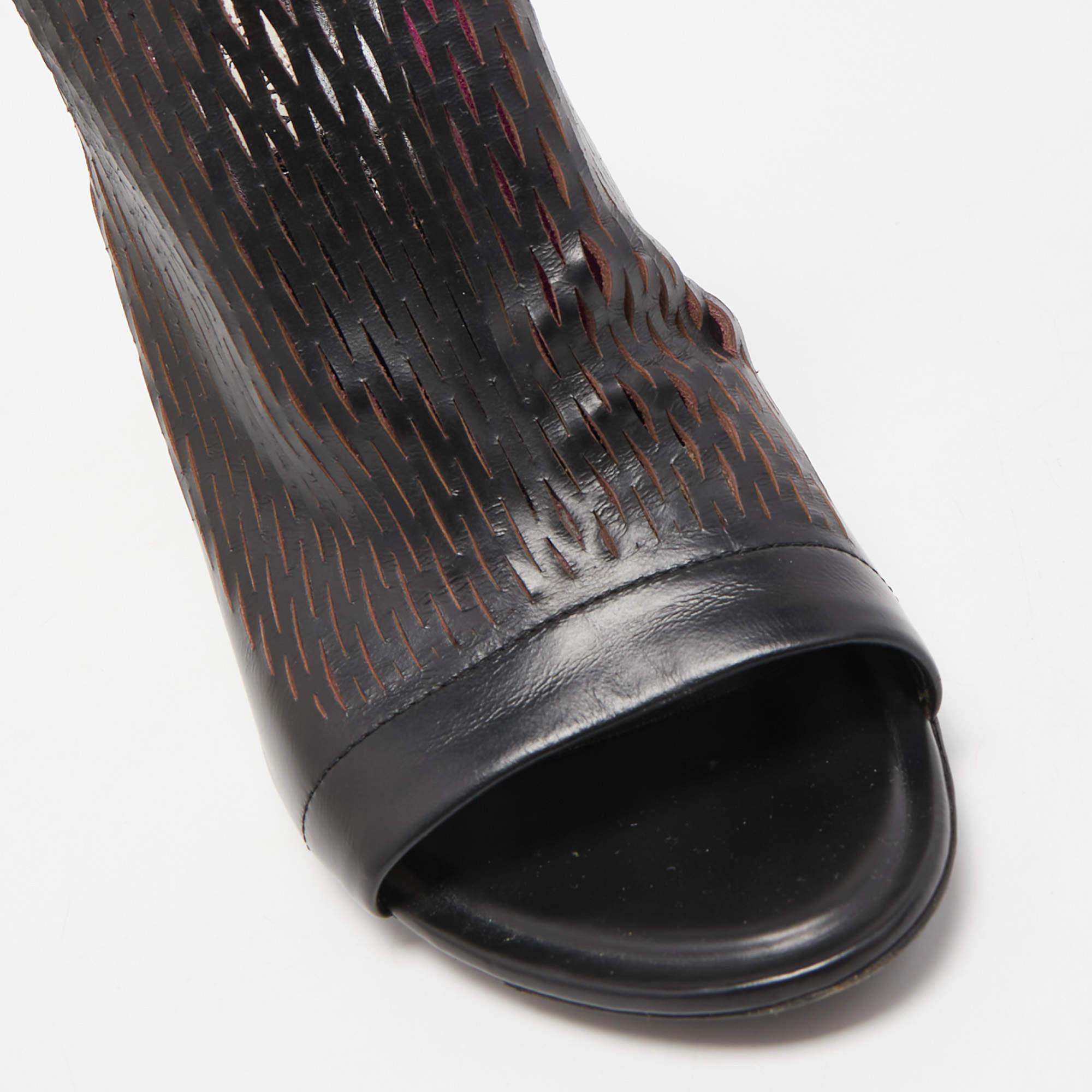 Balenciaga Lasercuts Lederhandschuhe in Schwarz/Rosa Größe 40 3