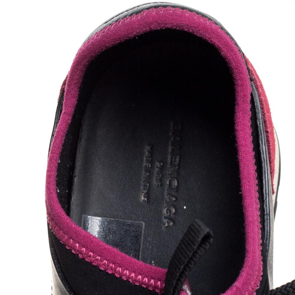 Women's Balenciaga Black/Pink Leather And Mesh Race Runner Low Top Sneakers Size 37 For Sale