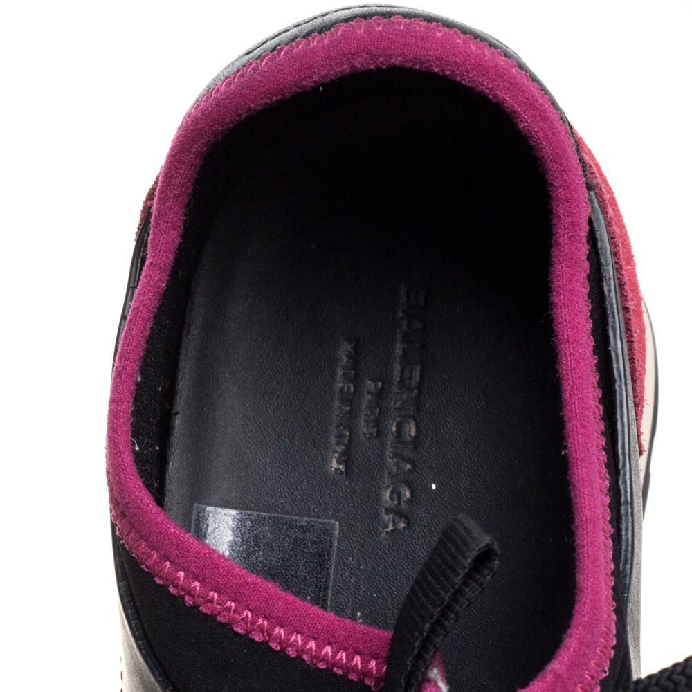 Women's Balenciaga Black/Pink Leather And Mesh Race Runner Low Top Sneakers Size 37