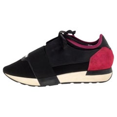 Balenciaga Black/Pink Leather And Mesh Race Runner Low Top Sneakers Size 37