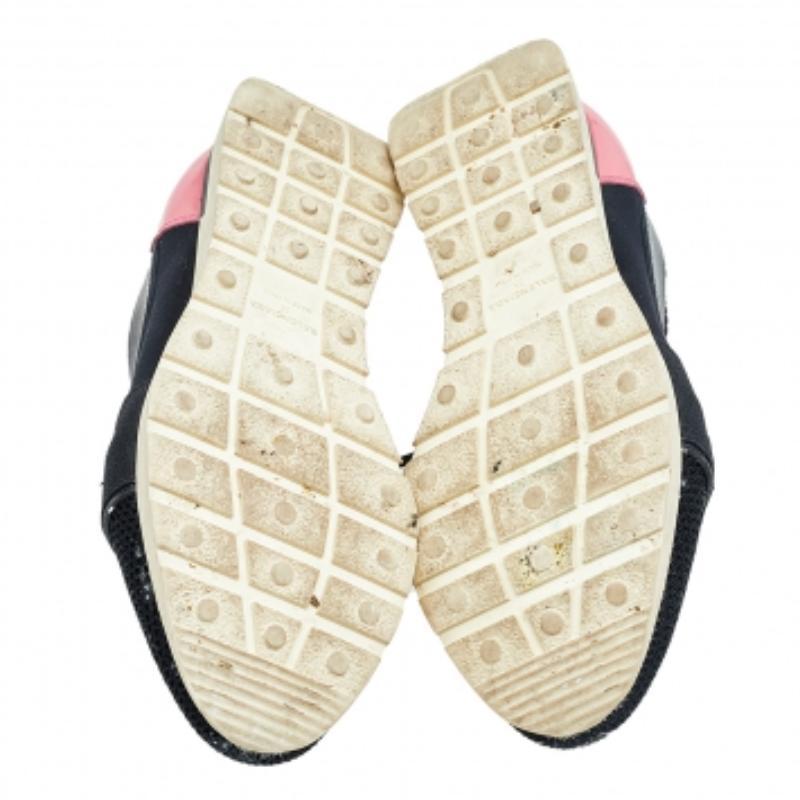 Balenciaga Black/Pink Leather And Mesh Race Runner Sneakers Size 35 For Sale 1
