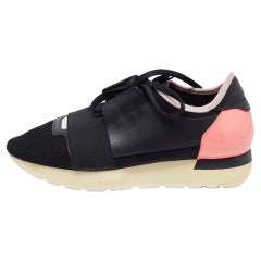 Balenciaga Black/Pink Leather and Mesh Race Runner Sneakers Size 37