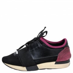 Balenciaga Negro/Rosa Cuero Y Malla Zapatillas Race Runner Talla 38