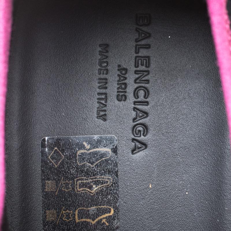 Balenciaga Black/Pink Leather, Suede And Nylon Race Runners Sneakers Size 40 In Good Condition In Dubai, Al Qouz 2