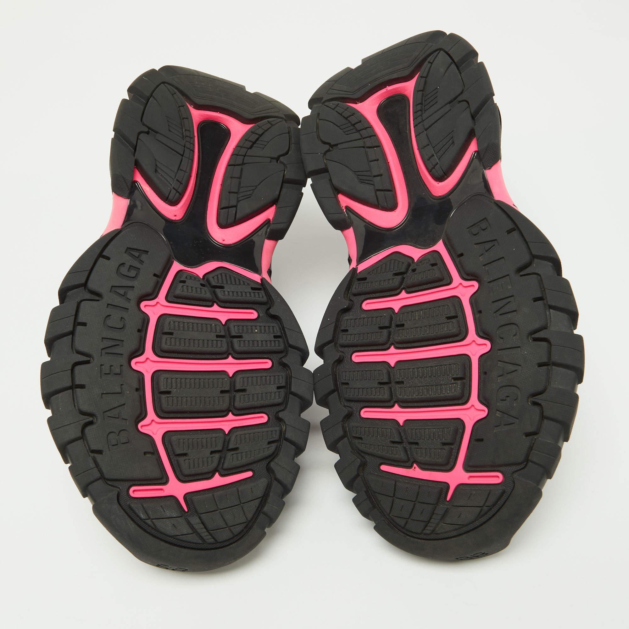 Women's Balenciaga Black/Pink Leather Track Sandals Size 37 For Sale