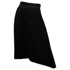 Balenciaga Black Pleated Asymmetric Skirt with Logo sz FR34/US2