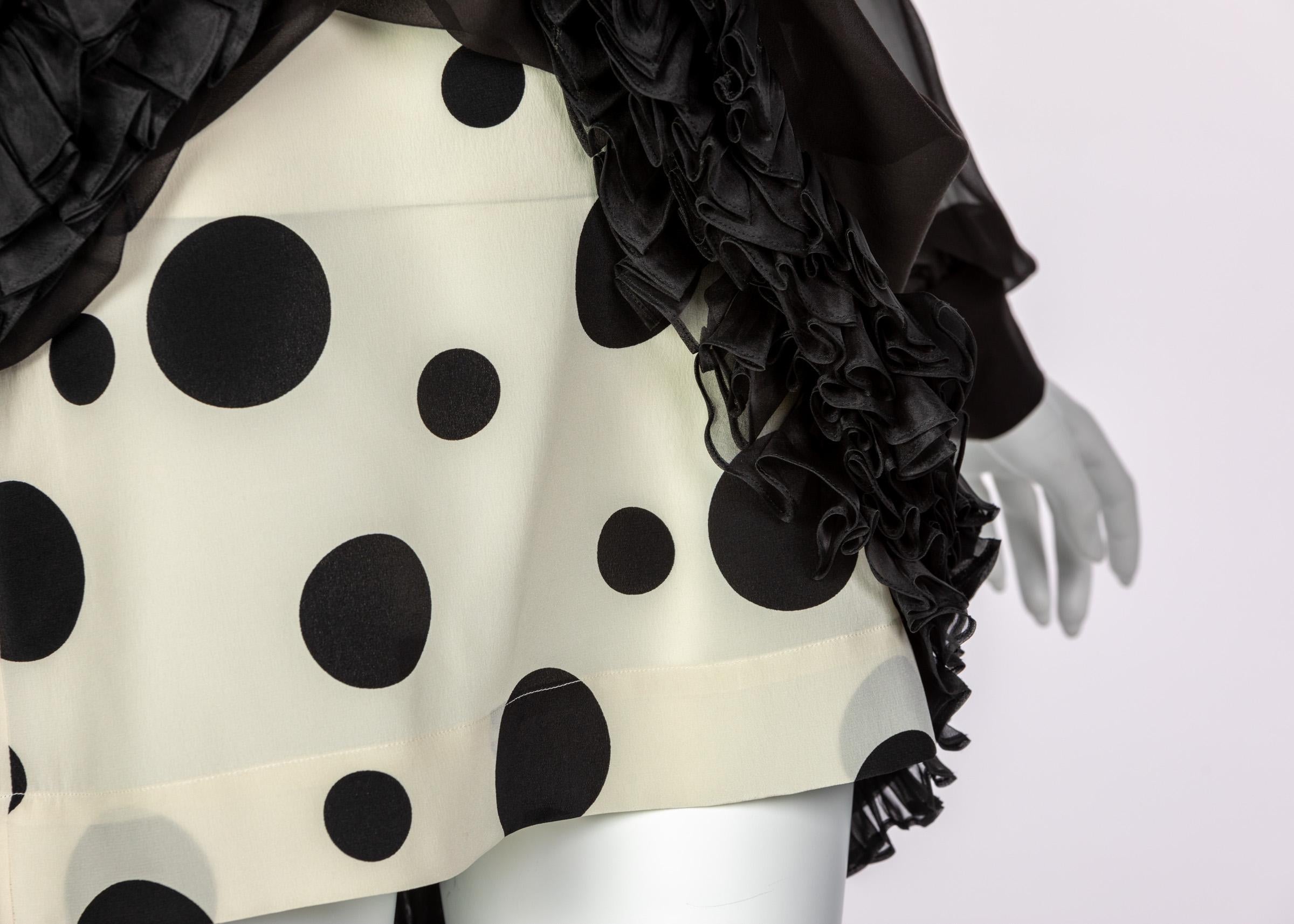 Balenciaga Black Polka Dot Silk Mini Dress, 1990s For Sale 5
