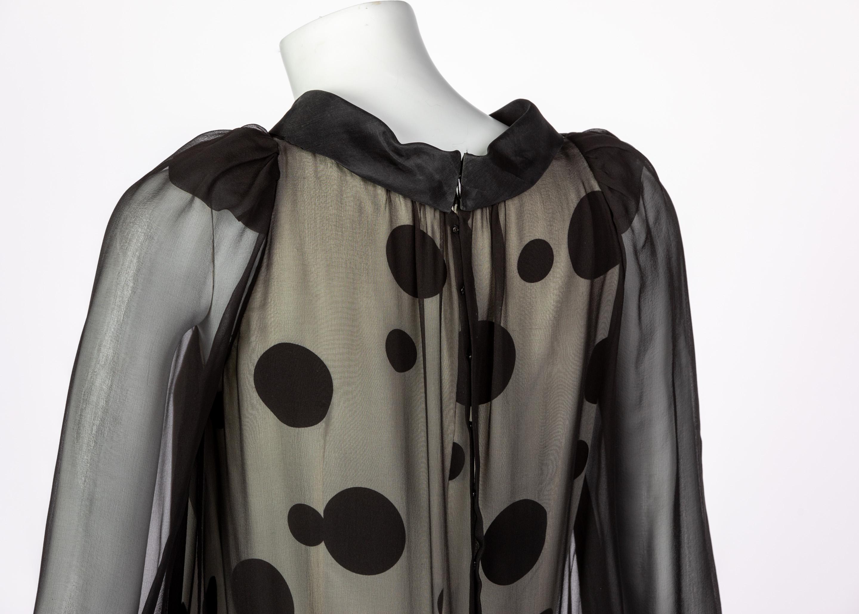 Balenciaga Black Polka Dot Silk Mini Dress, 1990s For Sale 2