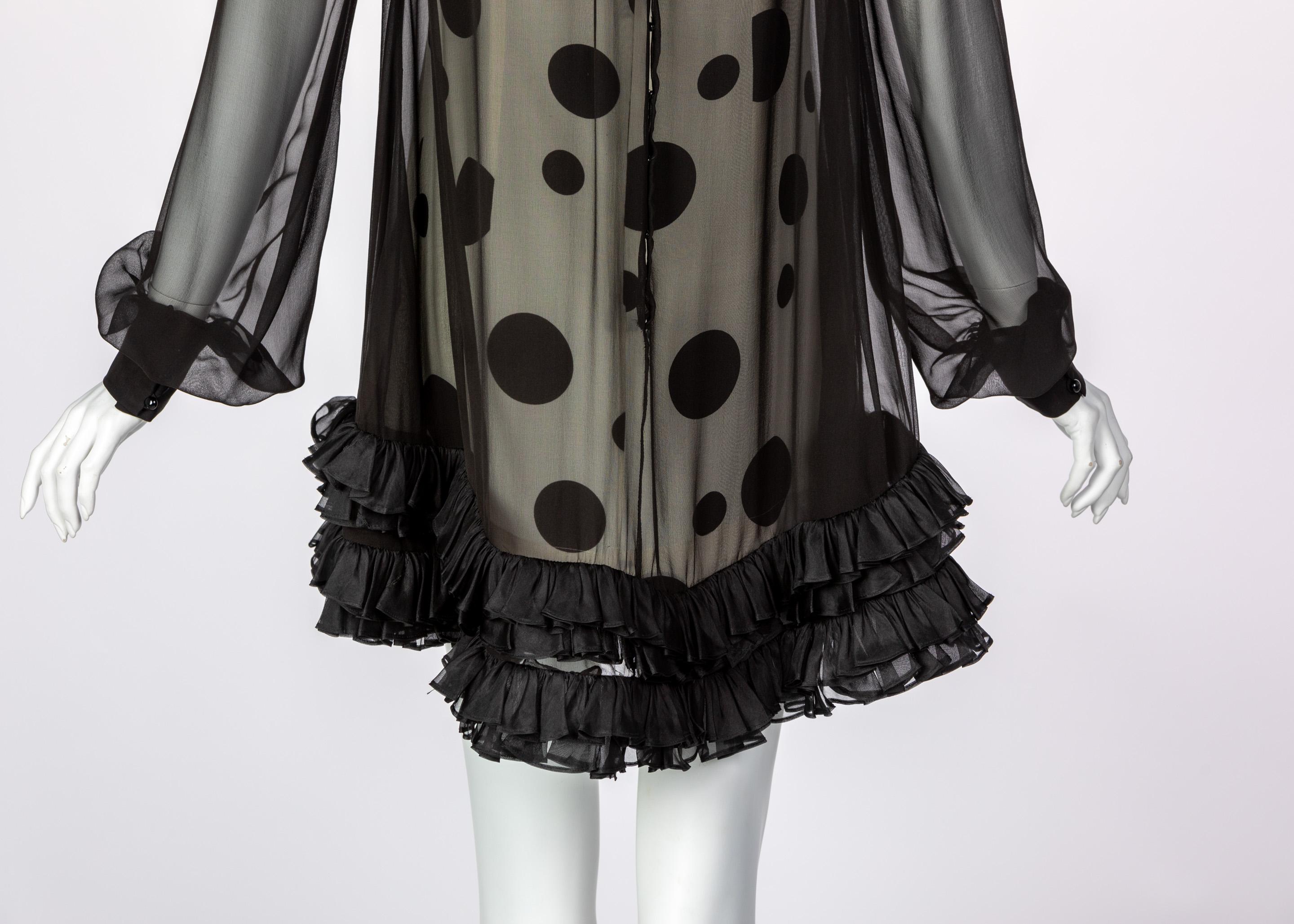 Balenciaga Black Polka Dot Silk Mini Dress, 1990s For Sale 3