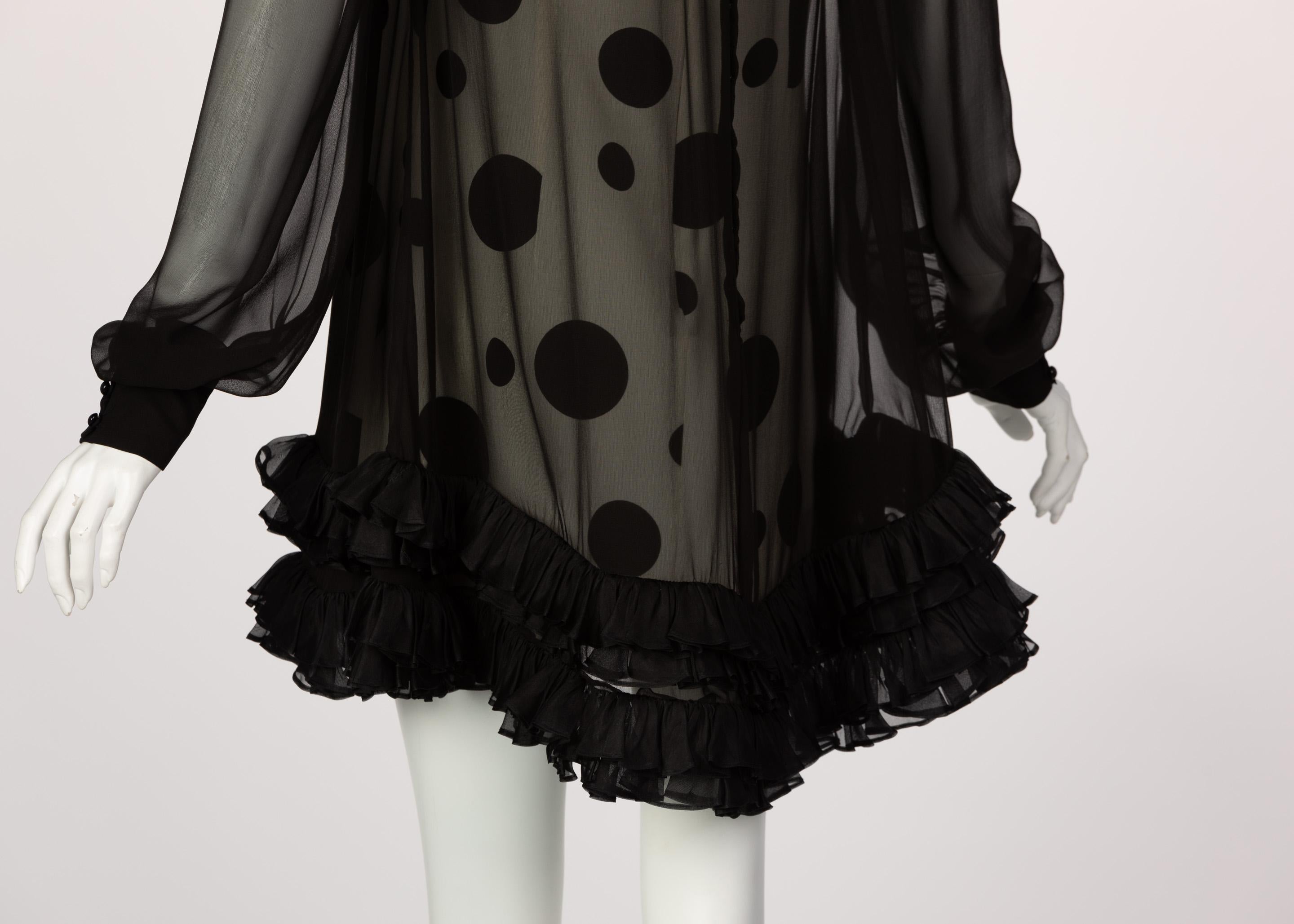 Balenciaga Black Polka Dot Silk Mini Dress, 1990s 2