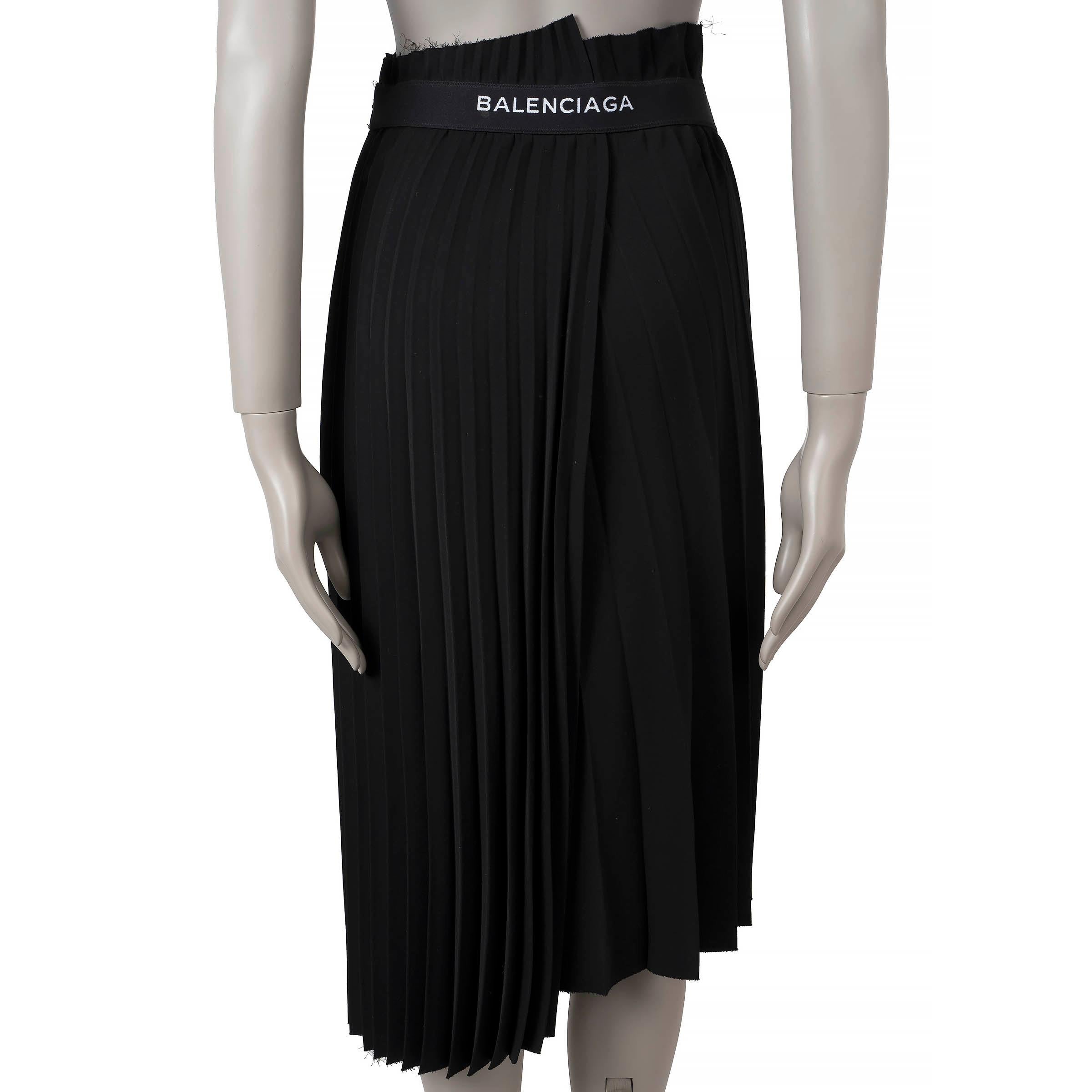Black BALENCIAGA black polyester 2018 FANCY ASYMMETRIC PLEATED Skirt 36 XS For Sale