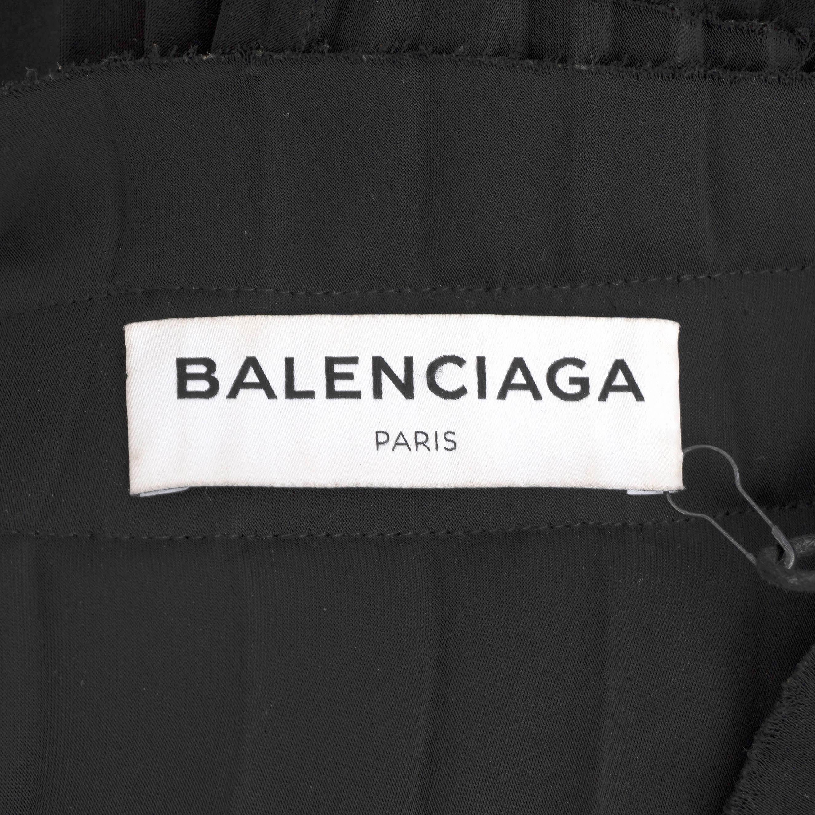 BALENCIAGA black polyester 2018 FANCY ASYMMETRIC PLEATED Skirt 36 XS For Sale 2