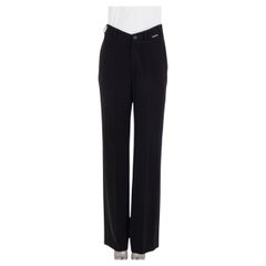 BALENCIAGA black polyester CREASED STRAIGHT Pants 36 XS