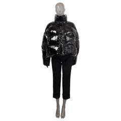 BALENCIAGA black polyester CROPPED SHINY PUFFER DOWN Jacket 38 S
