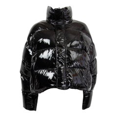 BALENCIAGA - Veste noire en polyester à capuche façon foulard, 38 S