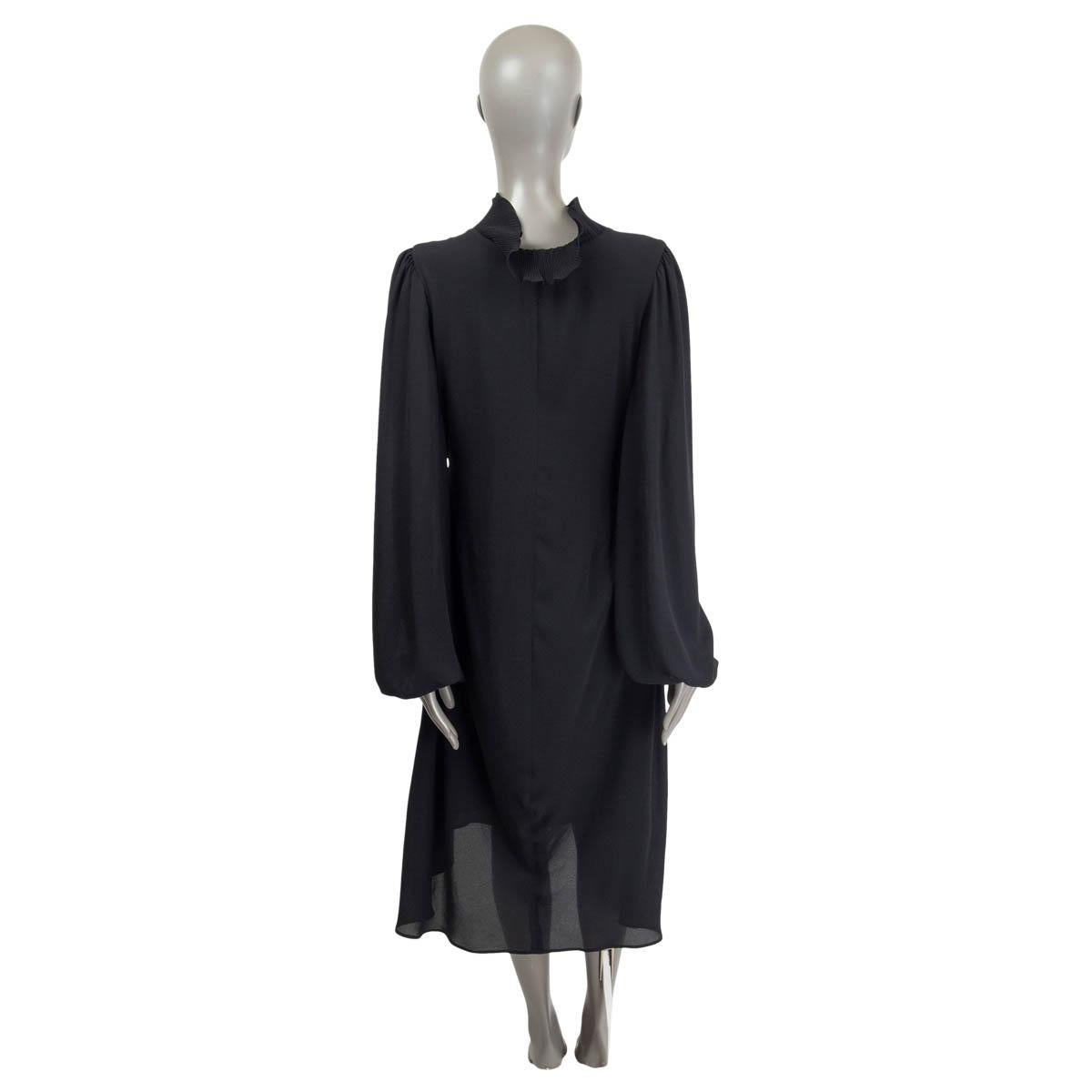 BALENCIAGA Schwarzes Polyester LACE UP HIGH NECK ASYMMETRIC Kleid 36 XS im Zustand „Hervorragend“ im Angebot in Zürich, CH