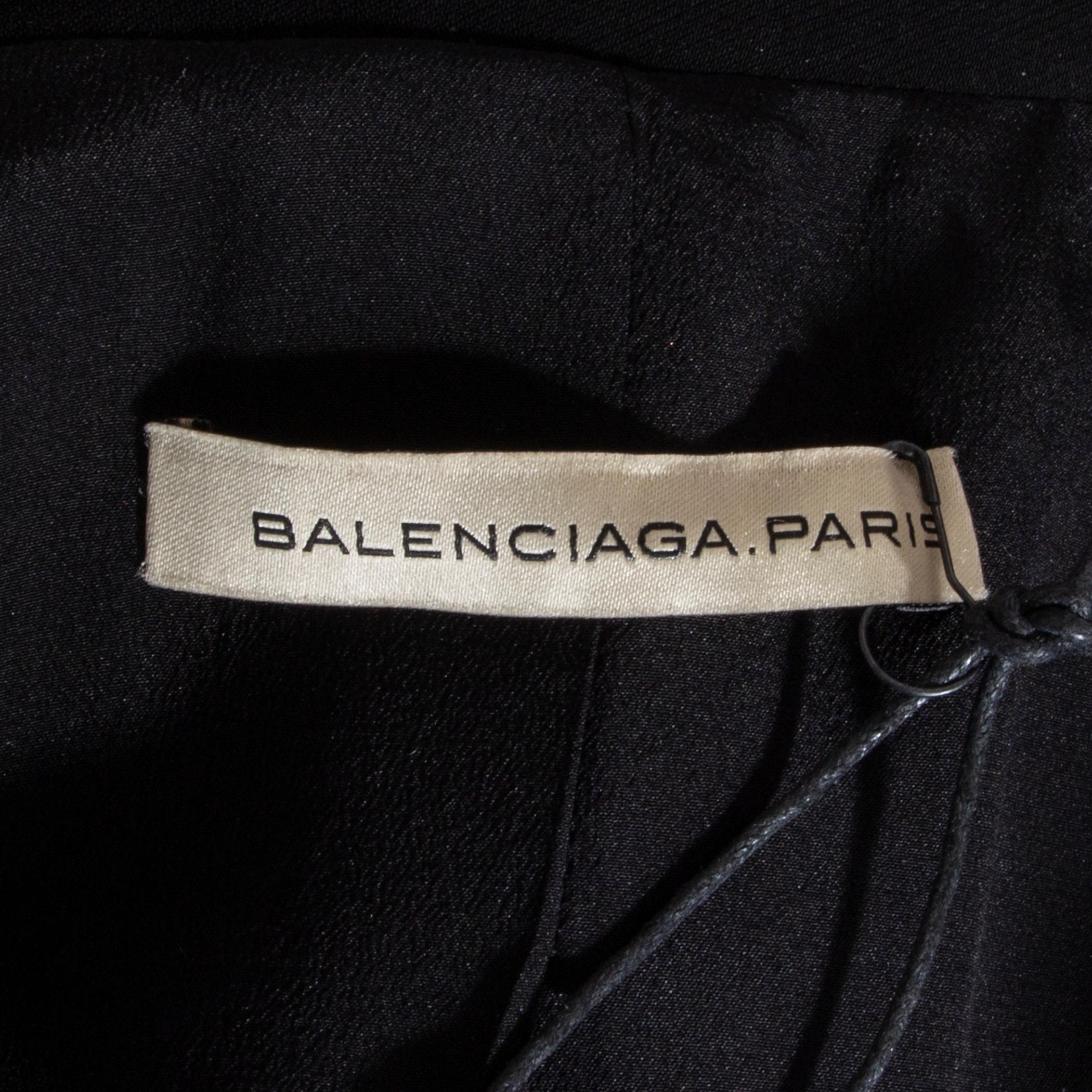 BALENCIAGA black polyester OPEN Blazer Jacket 38 S In Excellent Condition In Zürich, CH