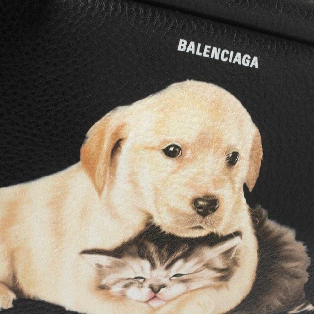 Balenciaga Black Puppy and Kitten Soft Leather Camera Crossbody Bag 2