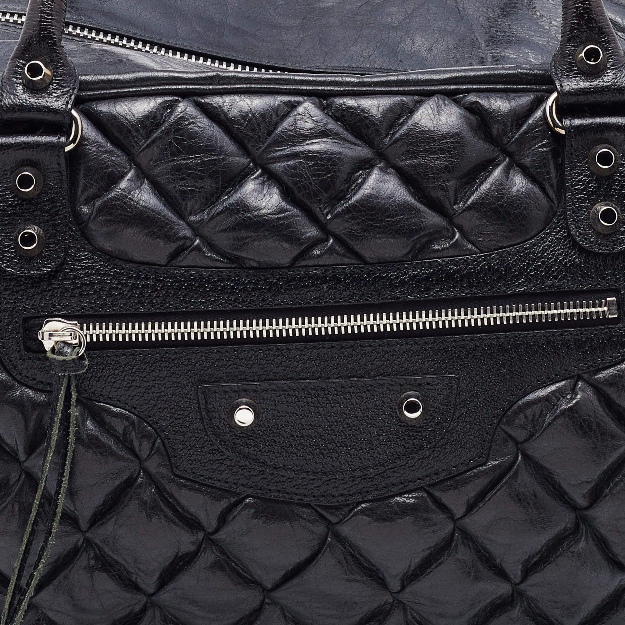 Balenciaga Black Quilted Chevre Leather Matelassé GM Bag 8