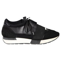 Used Balenciaga Black Race Runner Low Top Trainers Size IT 39