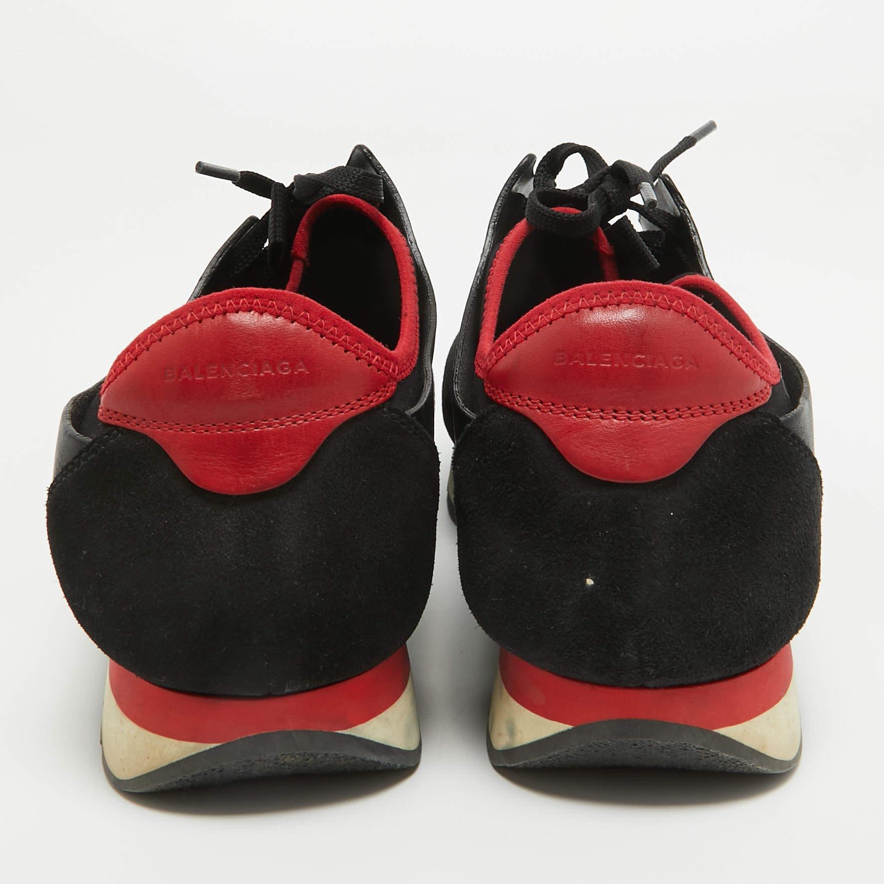 Balenciaga Black/Red Leather and Mesh Race Runner Sneakers Size 42 3