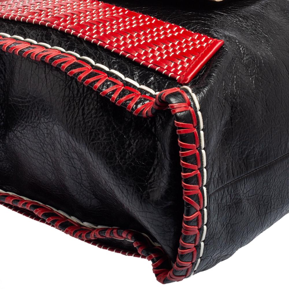 Balenciaga Black/Red Leather Scaffold Shopper Tote 7