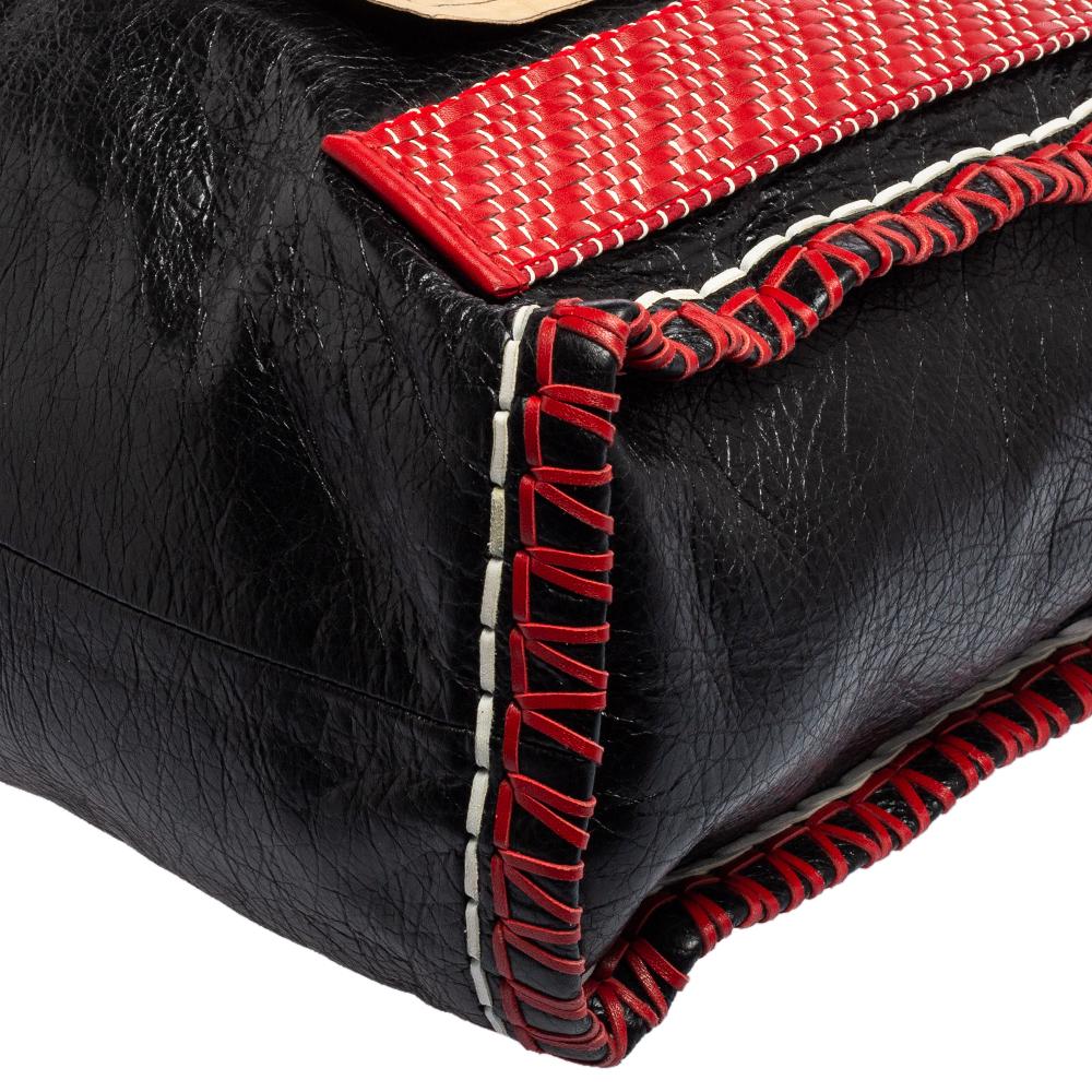 Balenciaga Black/Red Leather Scaffold Shopper Tote 8