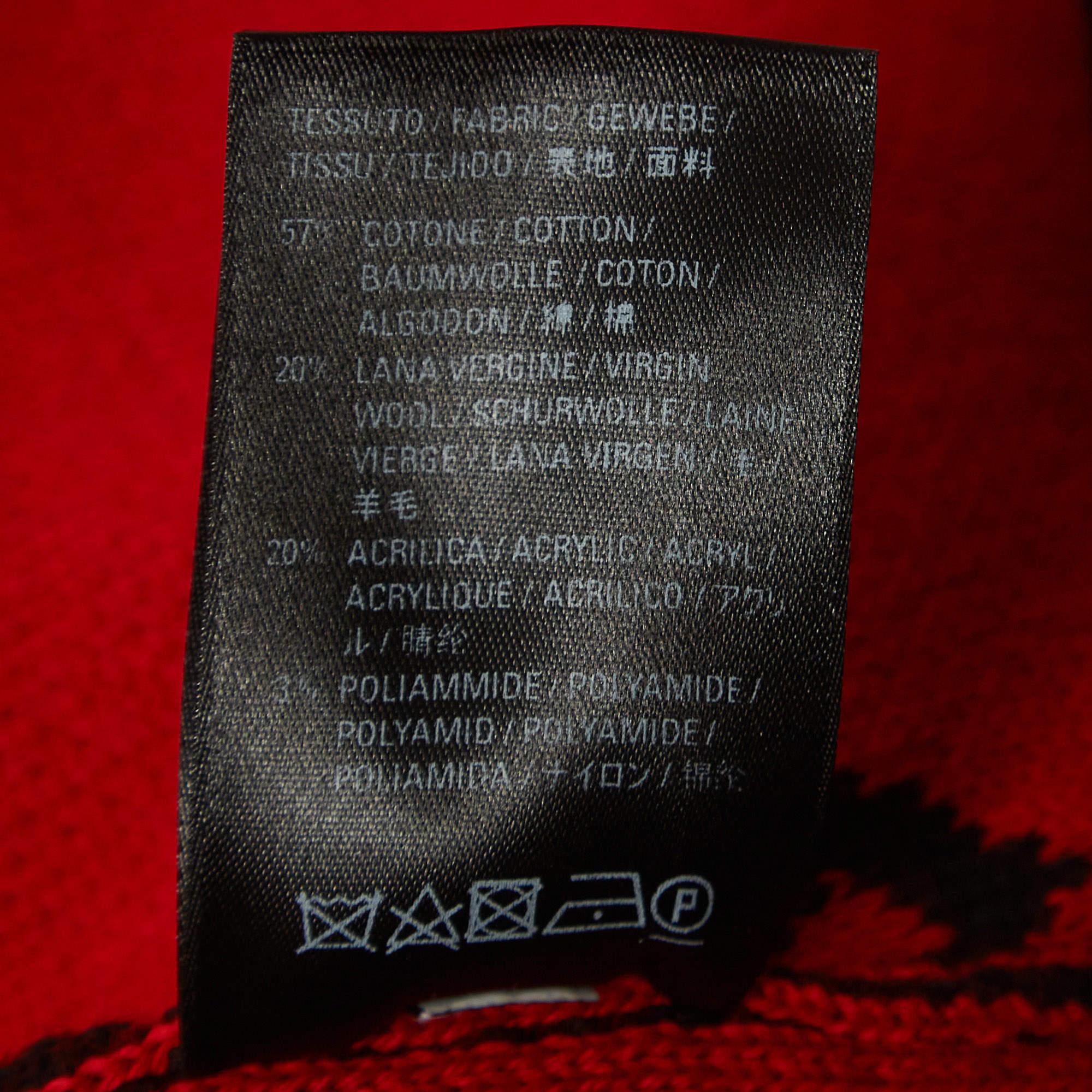Balenciaga Black/Red Logo Intarsia Knit Crew Neck Sweater L In Excellent Condition In Dubai, Al Qouz 2