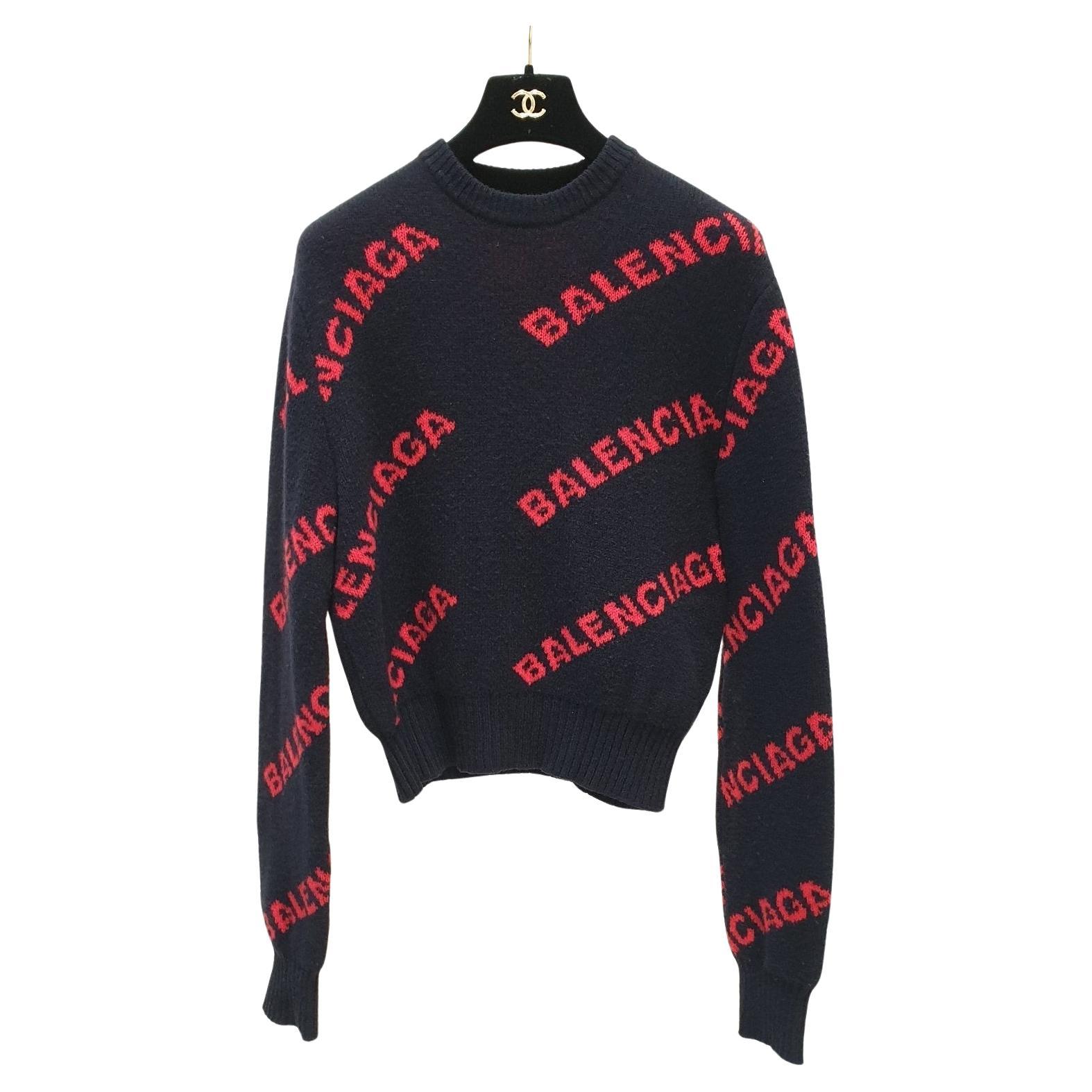 Balenciaga Black & Red Logo Sweater - Size XS