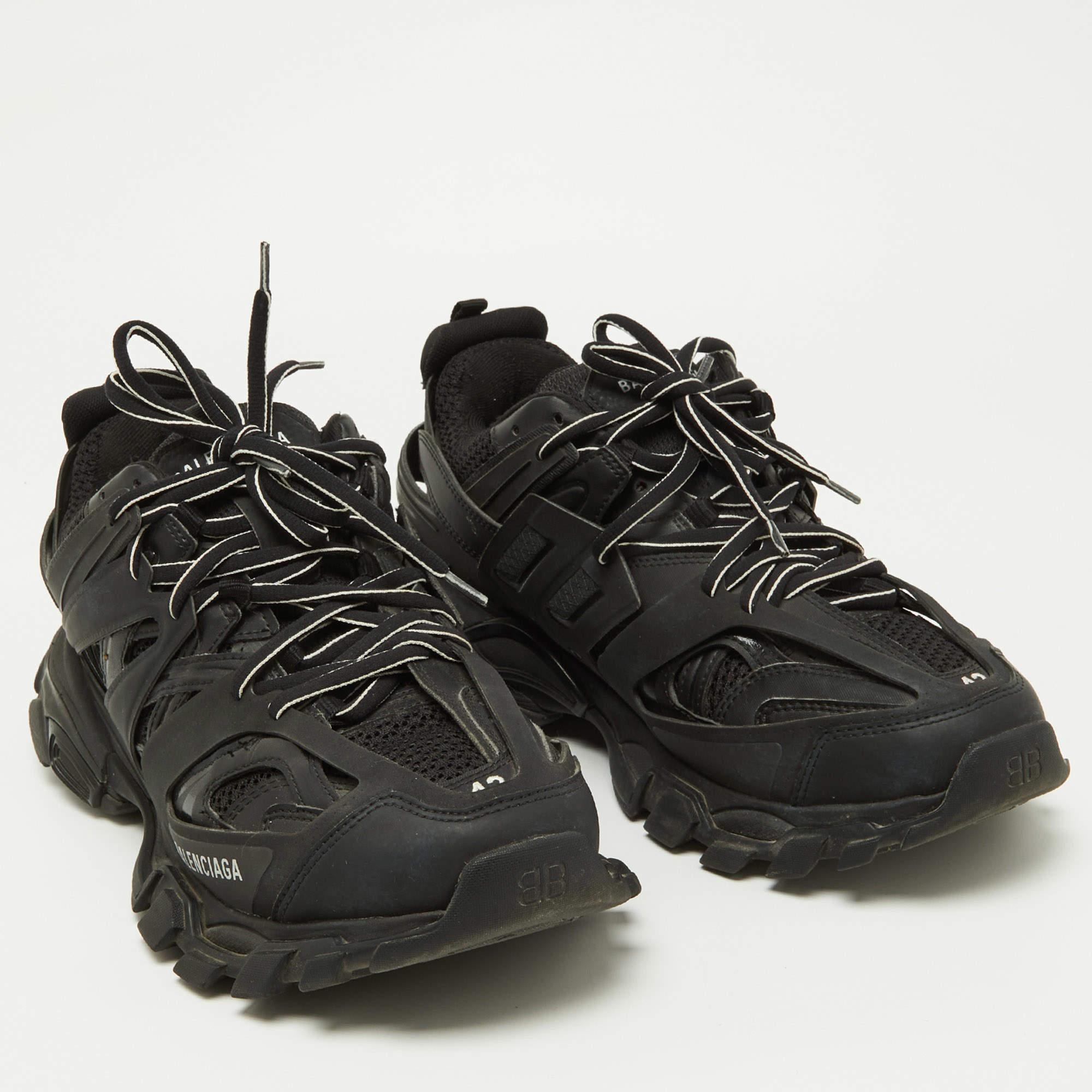 Balenciaga Black Rubber and Mesh Track Sneakers Size 42 For Sale 1