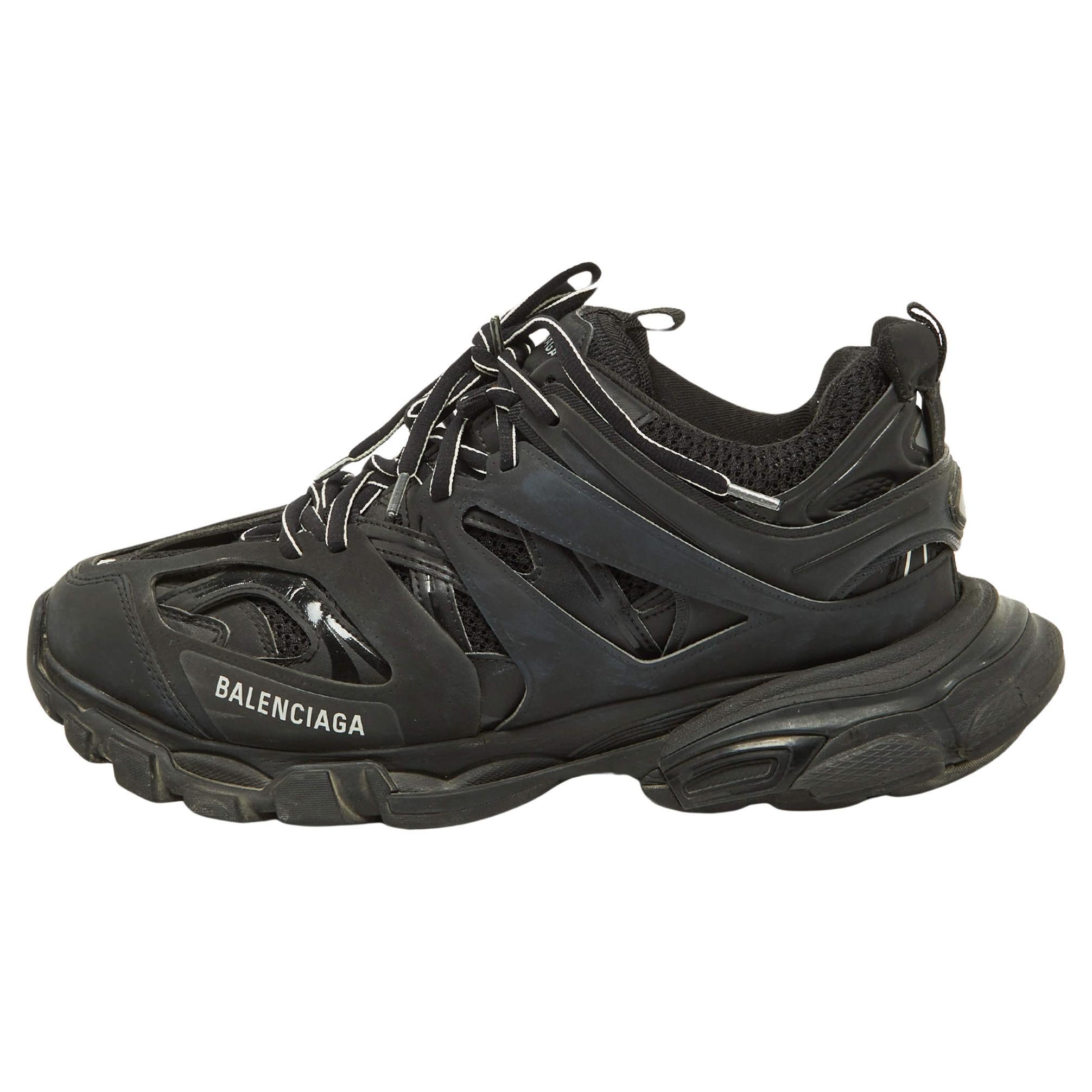 Balenciaga Black Rubber and Mesh Track Sneakers Size 42 For Sale