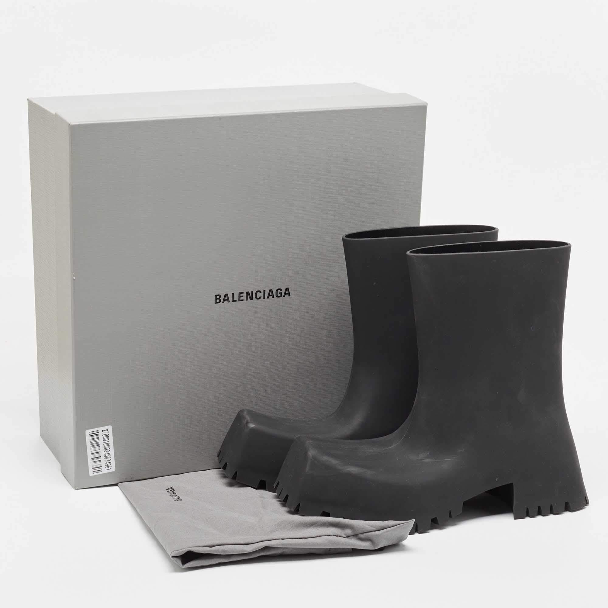 Balenciaga Black Rubber Trooper Boots Size 43 For Sale 5