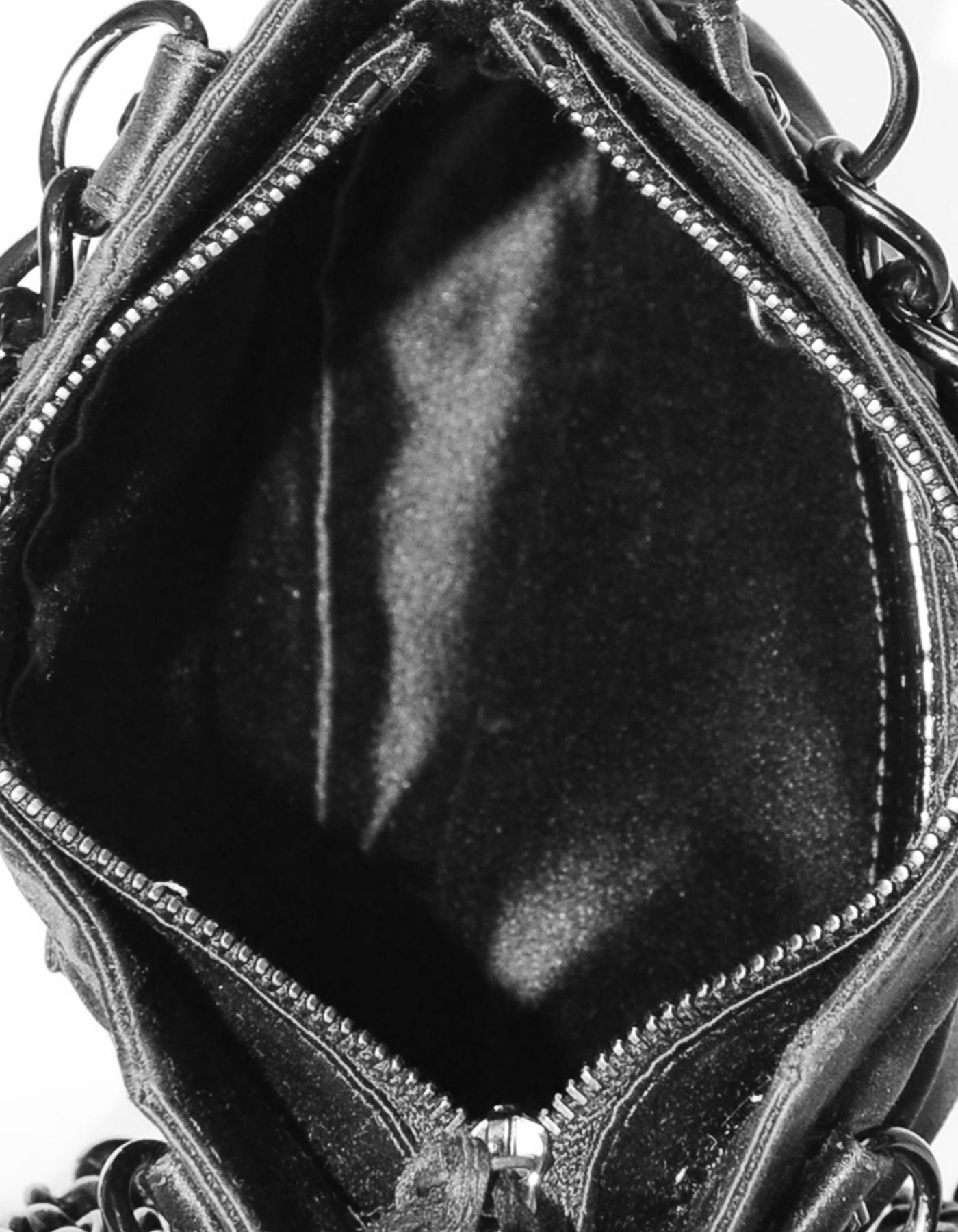 Balenciaga Black Satin Chain Moto Evening Bag 1