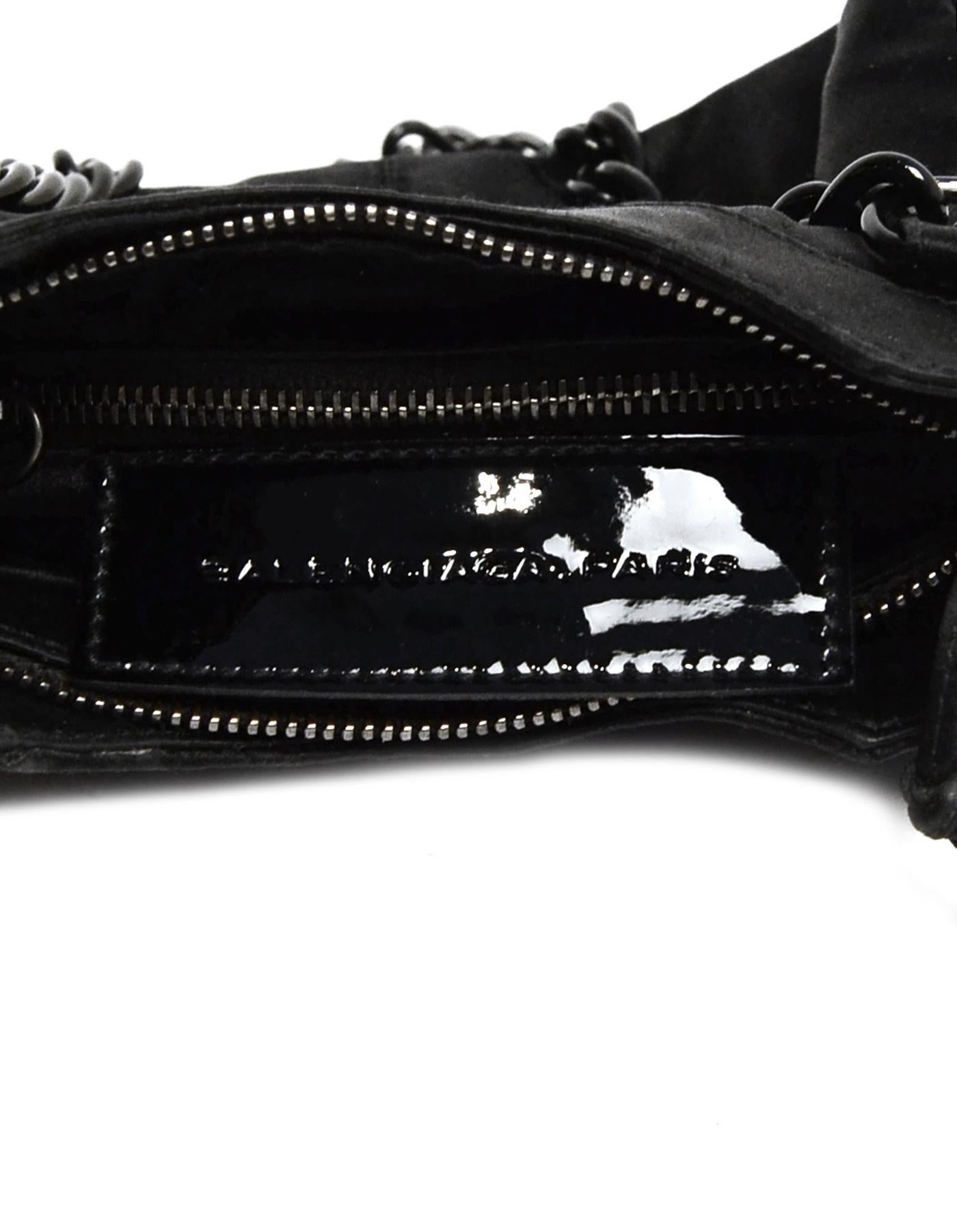 Balenciaga Black Satin Chain Moto Evening Bag 2