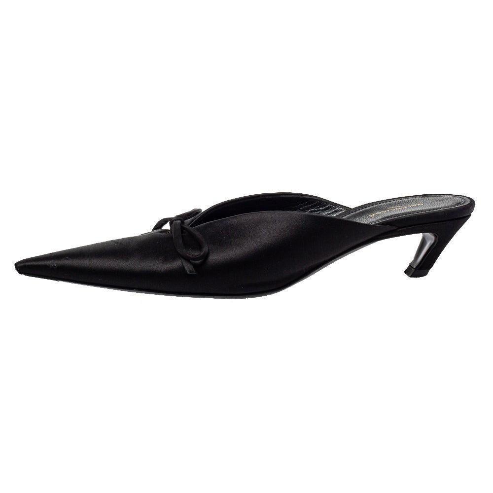 Balenciaga Black Satin Knife Mule Pumps Size 37.5