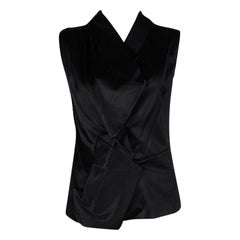 Balenciaga Black Satin Sleeveless Asymmetric Vest M