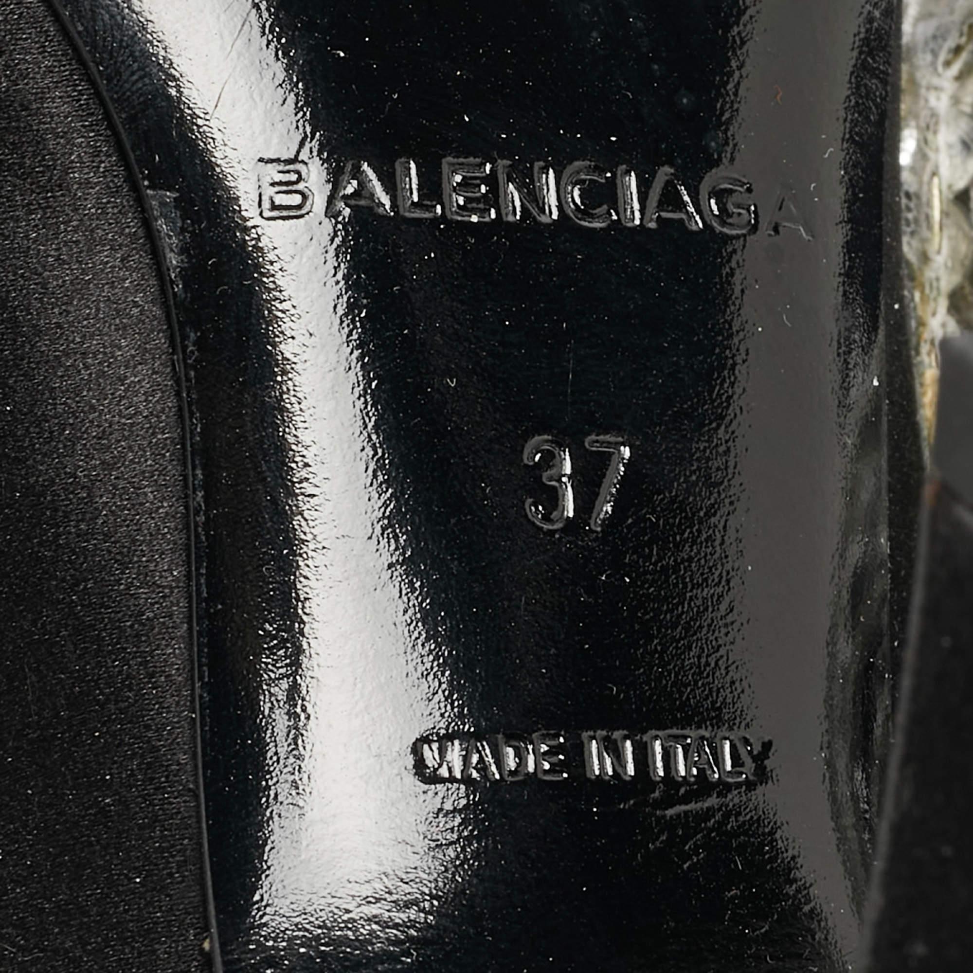 Balenciaga Black Satin Talon Slash Pumps Size 37 For Sale 2