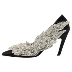 Balenciaga Black Satin Talon Slash Pumps Size 37