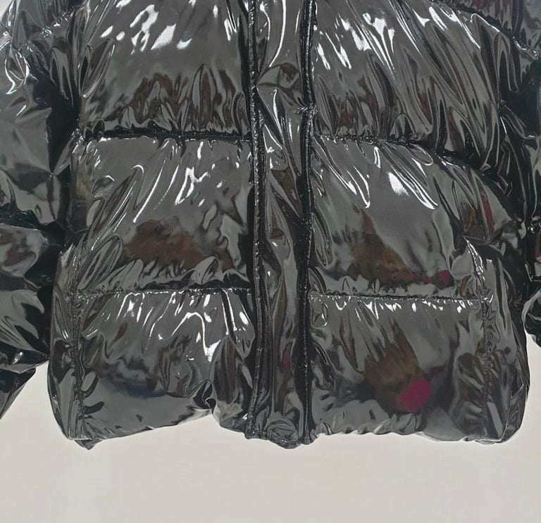 BALENCIAGA Black Shiny Cropped Puffer Jacket For Sale at 1stDibs
