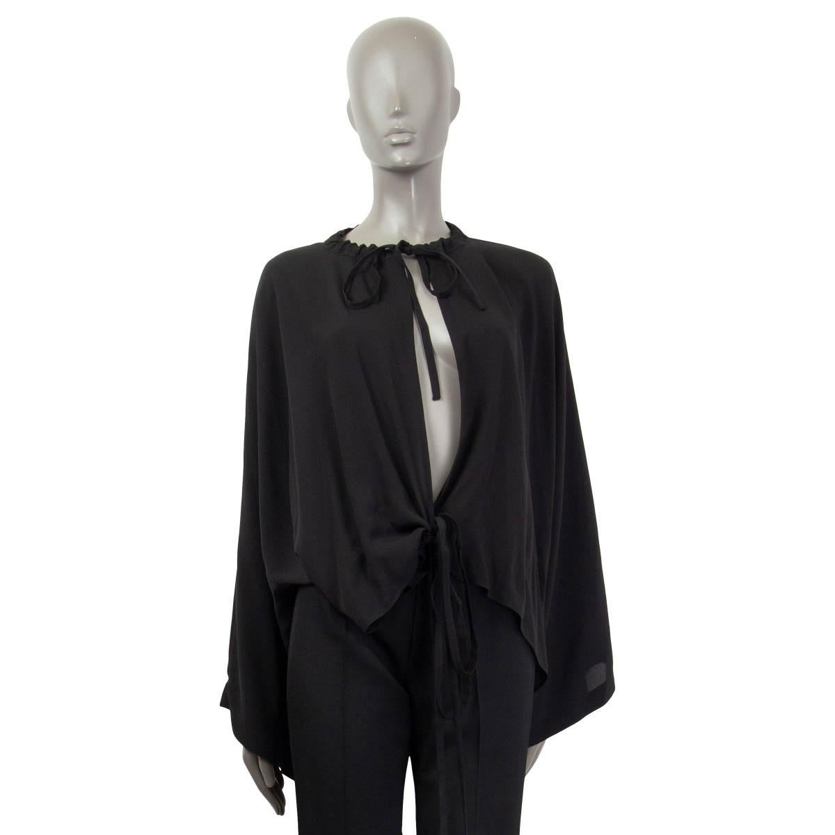 BALENCIAGA schwarzes Seidenhemd 2014 OVERSIZED WRAP Bluse Shirt 36 XS (Schwarz) im Angebot