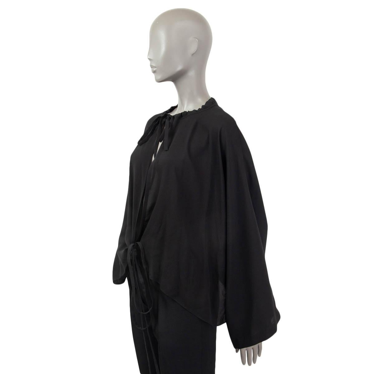 black silk wrap blouse