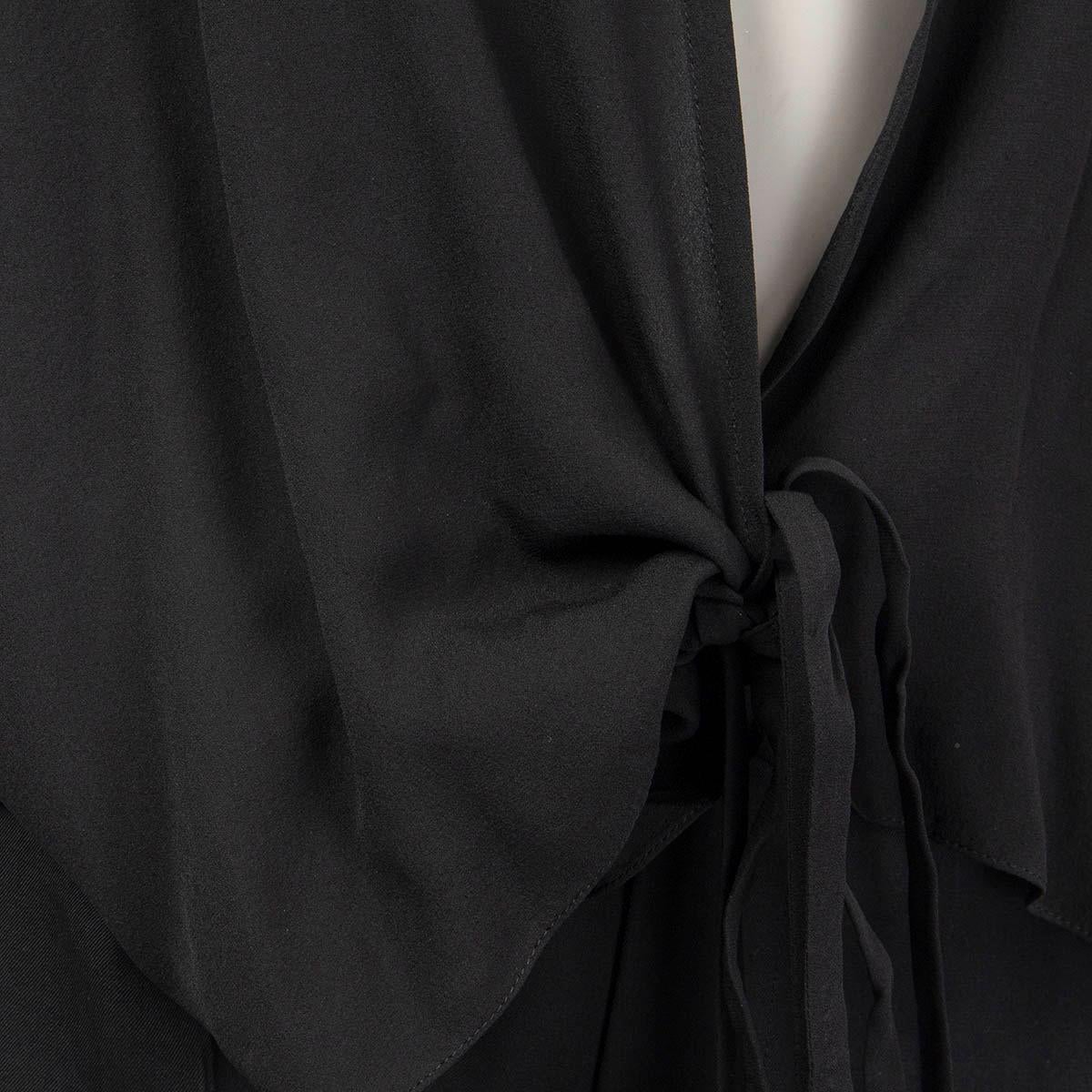Black BALENCIAGA black silk 2014 OVERSIZED WRAP Blouse Shirt 36 XS For Sale