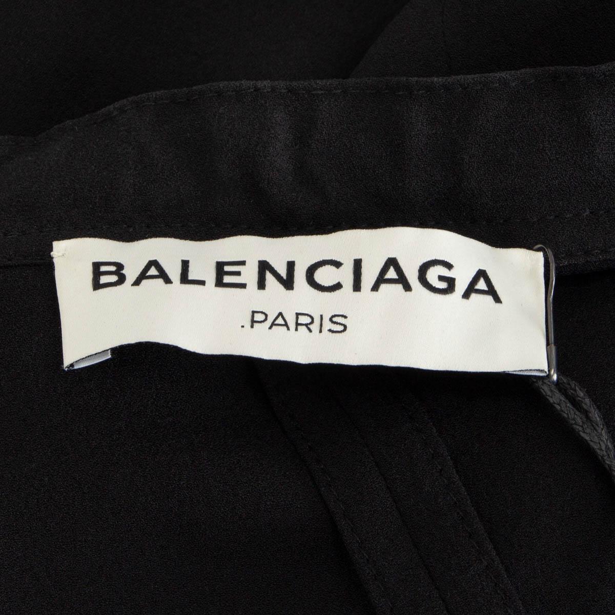 BALENCIAGA black silk 2014 OVERSIZED WRAP Blouse Shirt 36 XS In Excellent Condition For Sale In Zürich, CH