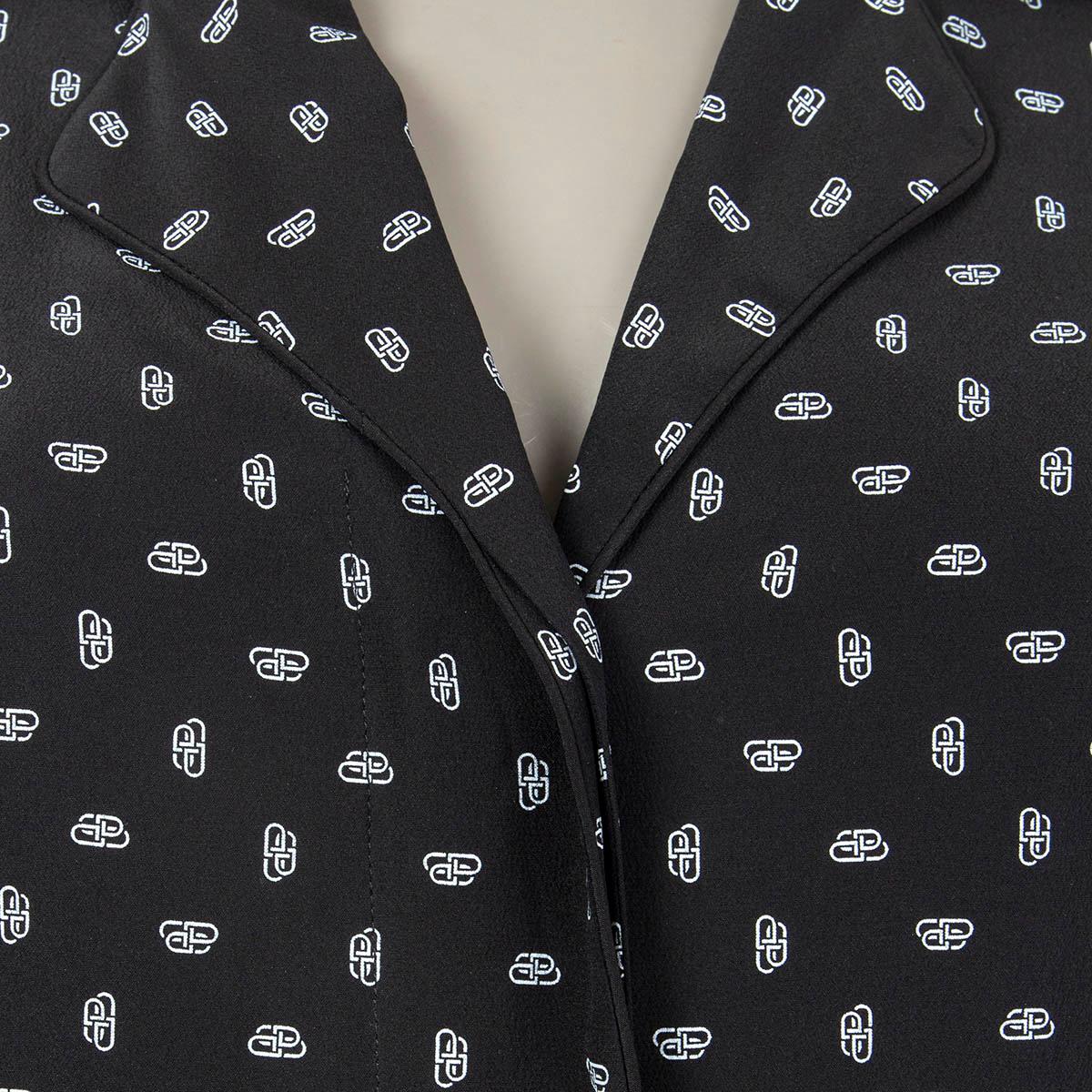 BALENCIAGA black silk 2019 LOGO OVERSIZED SOFT Blazer Jacket 34 XXS For Sale 1