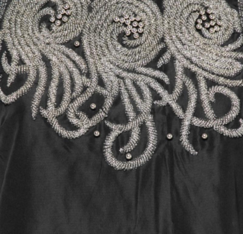 Balenciaga Vestido sin mangas adornado con cuentas de seda negro M Negro en venta