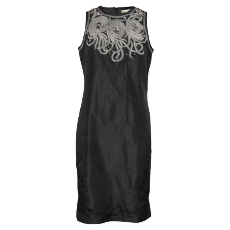 Balenciaga Vestido sin mangas adornado con cuentas de seda negro M en venta
