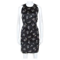 Balenciaga Black Silk Blend Embellished Sleeveless Trapeze Dress M