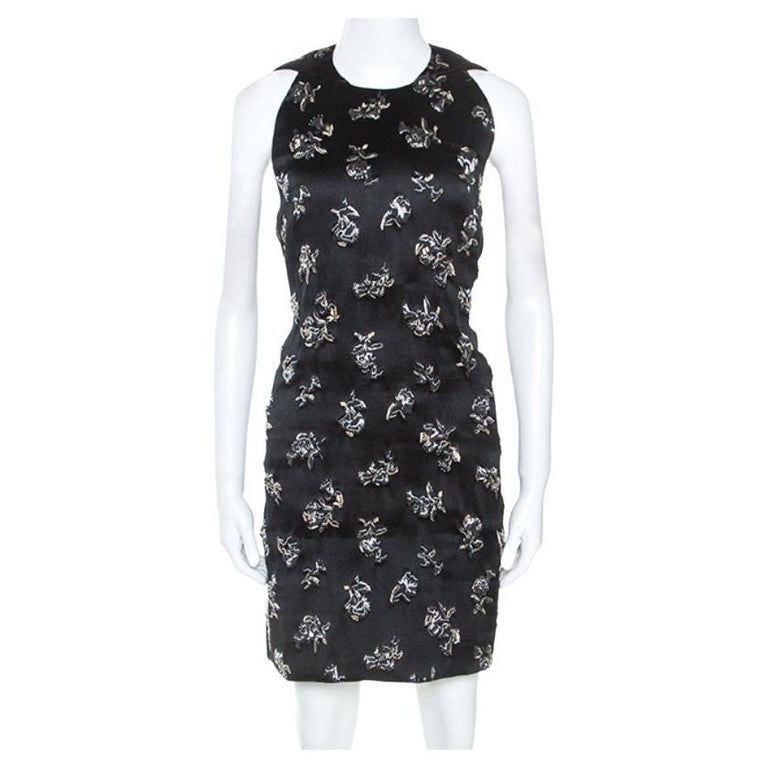 Balenciaga Black Silk Blend Embellished Sleeveless Trapeze Dress M For ...