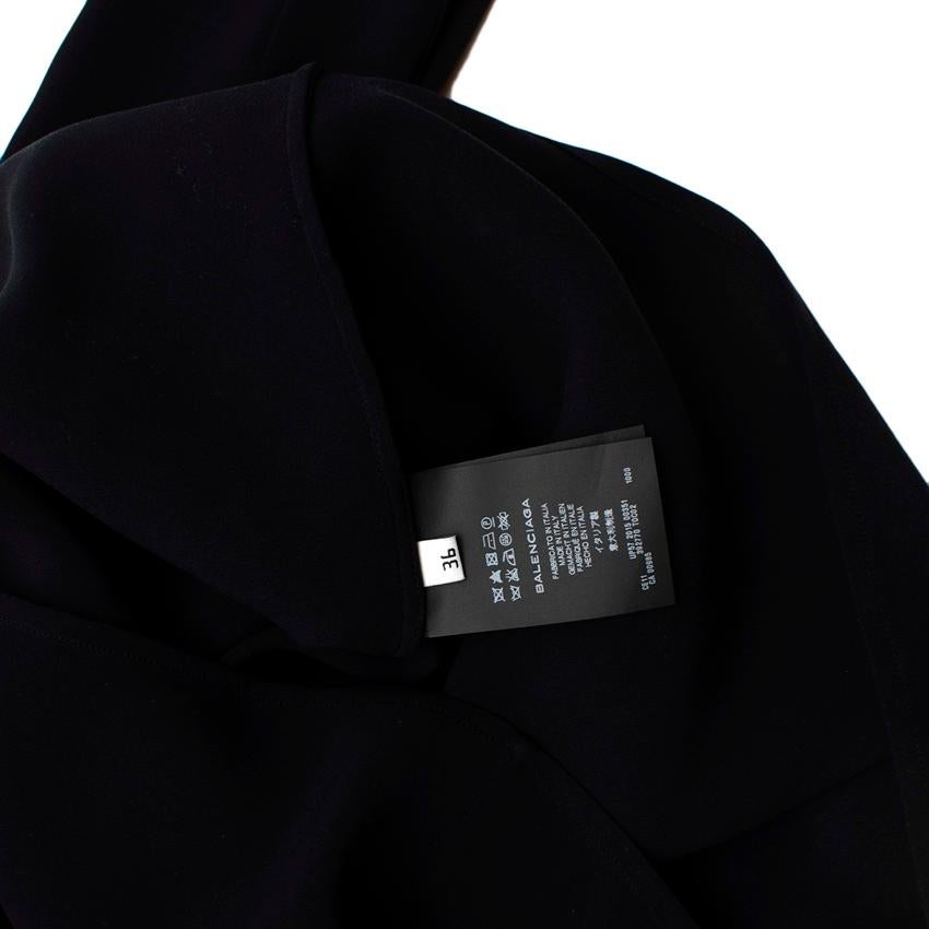 Balenciaga Black Silk Crepe Button Neck Blouse For Sale 6