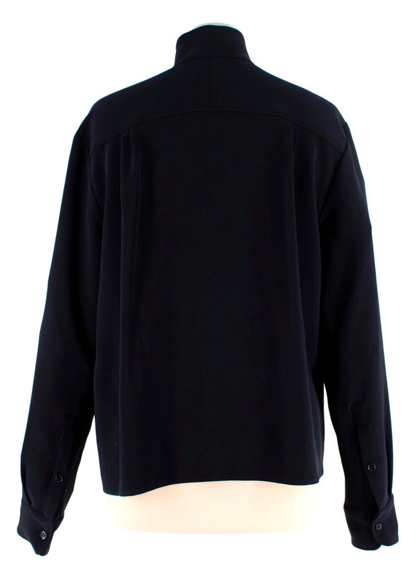 Balenciaga Black Silk Crepe Button Neck Blouse In Excellent Condition For Sale In London, GB
